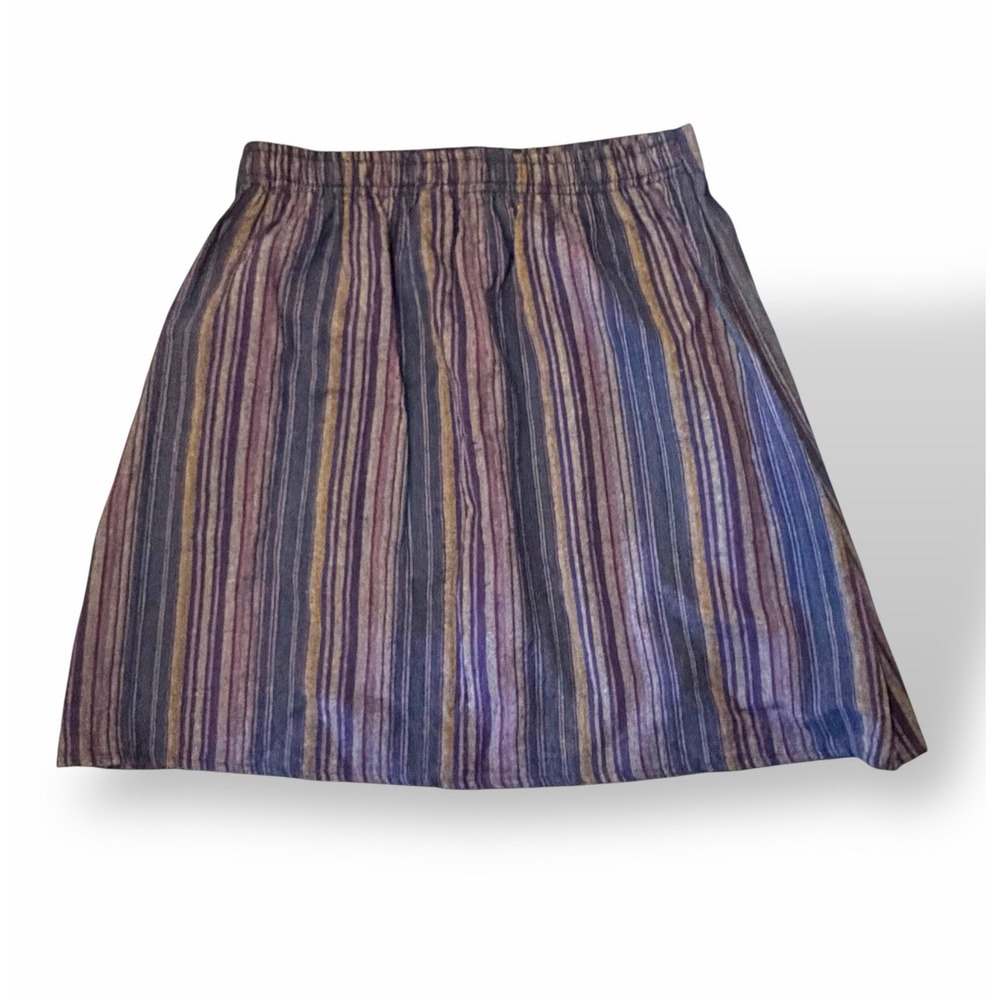 Soul Flower Y2k Skirt Boho S/M Festival Floral Stretch Elastic Waist Stripes